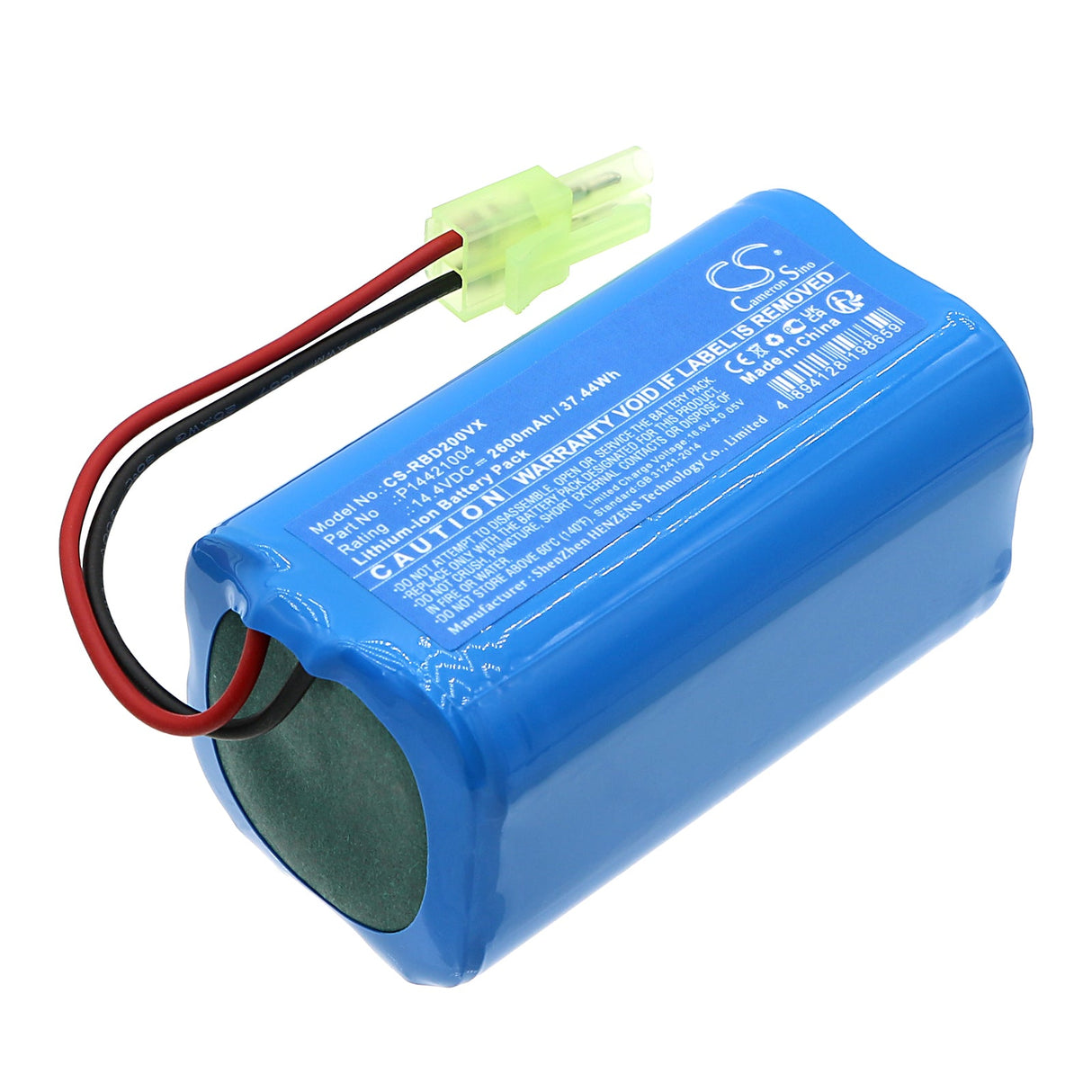 14.4V, Li-ion, 2600mAh, Battery fits Robojet, Duel, Duel 2, 37.44Wh Vacuum Cameron Sino Technology Limited   