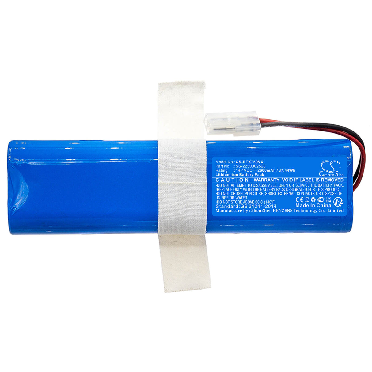 14.4v, Li-ion, 2600mah, Battery Fits Rowenta, Rg7975wh/ns0, Rg7987wh/ns0, 37.44wh Vacuum Cameron Sino Technology Limited   