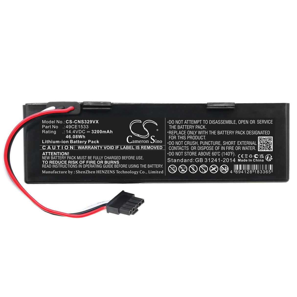 14.4v, Li-ion, 3200mah, Battery Fits Cecotec, Conga 3290, Conga 3390, 46.08wh Vacuum Cameron Sino Technology Limited   