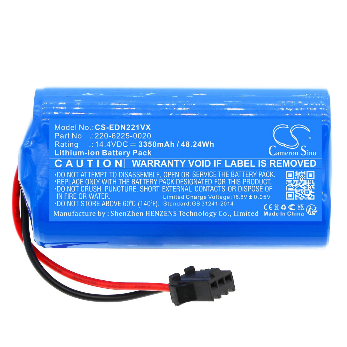 14.4v, Li-ion, 3350mah, Battery Fits Ecovacs, D83, Deebot U2, 48.24wh Vacuum Cameron Sino Technology Limited   