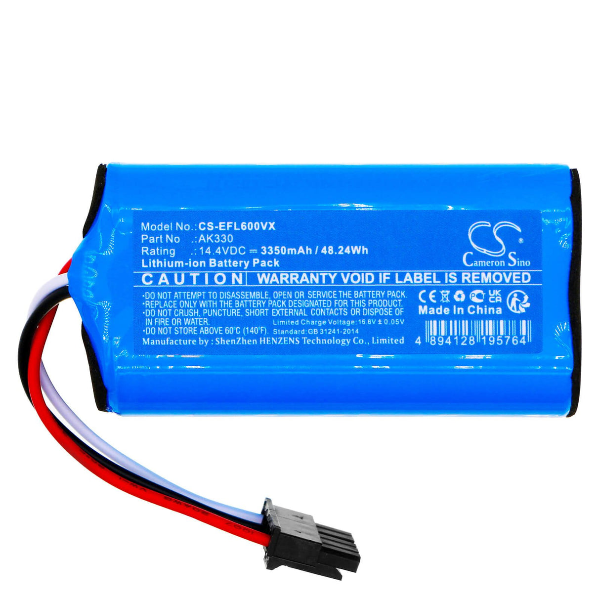 14.4v, Li-ion, 3350mah, Battery Fits Eufy, L50, L60, 48.24wh Vacuum Cameron Sino Technology Limited   