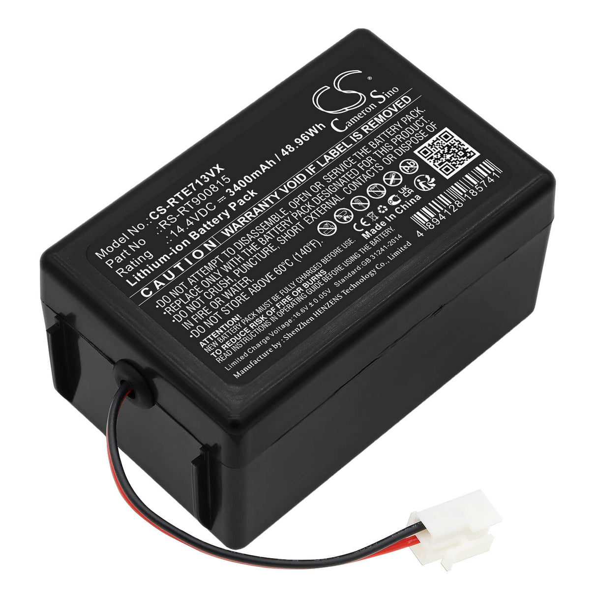 14.4v, Li-ion, 3400mah, Battery Fits Rowenta, Rr7126, Rr7133, 48.96wh Vacuum Cameron Sino Technology Limited   