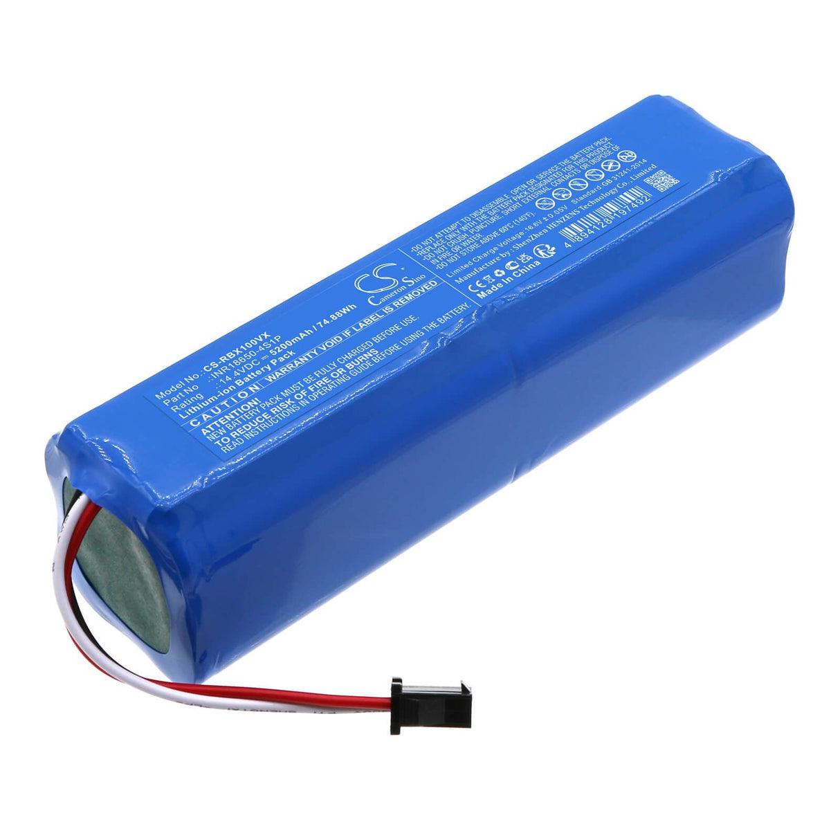 14.4v, Li-ion, 5200mah, Battery Fits Robojet, Force, X-level, 74.88wh Vacuum Cameron Sino Technology Limited   