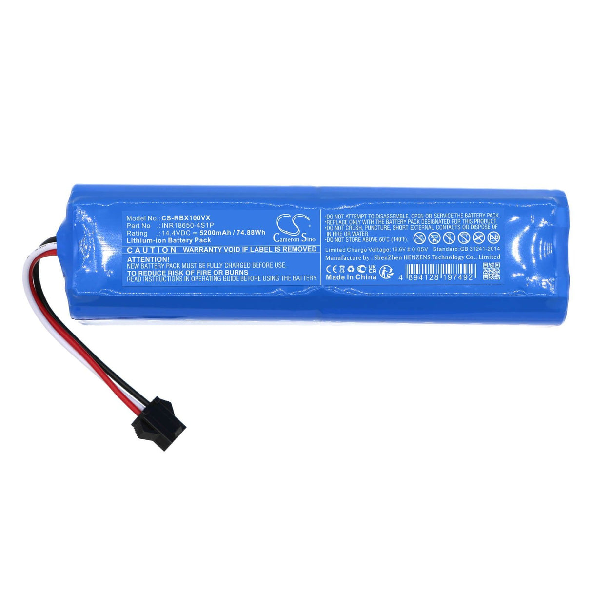 14.4v, Li-ion, 5200mah, Battery Fits Robojet, Force, X-level, 74.88wh Vacuum Cameron Sino Technology Limited   