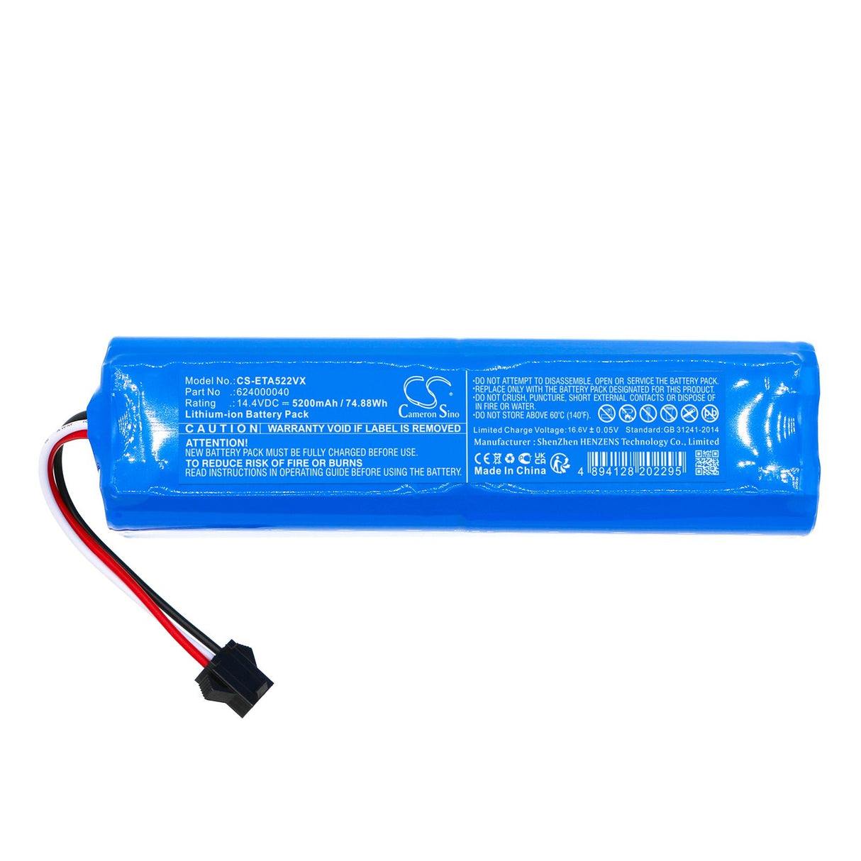 14.4v, Li-ion, 5200mah, Vacuum Battery Fits ETA 5229 Master, 6229 Master Pro Ii, 74.88wh Vacuum Cameron Sino Technology Limited   