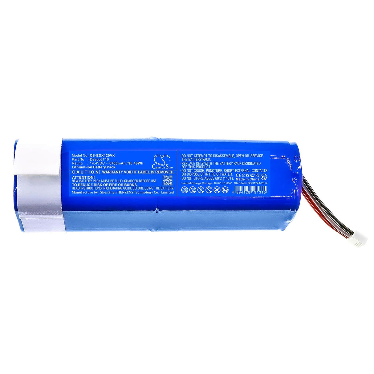 14.4v, Li-ion, 6700mah, Battery Fits Ecovacs, Deebot T10, Deebot T10 Plus, 96.48wh Vacuum Cameron Sino Technology Limited   