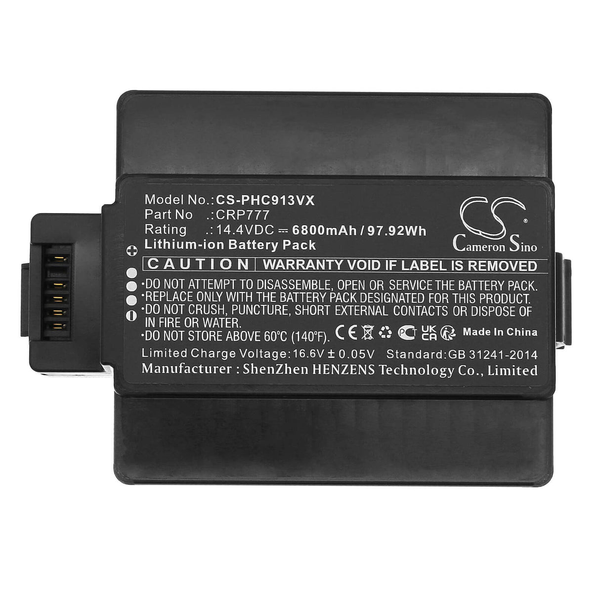 14.4v, Li-ion, 6800mah,Vacuum battery Fits Free, Plus, 97.92wh Vacuum Cameron Sino Technology Limited   