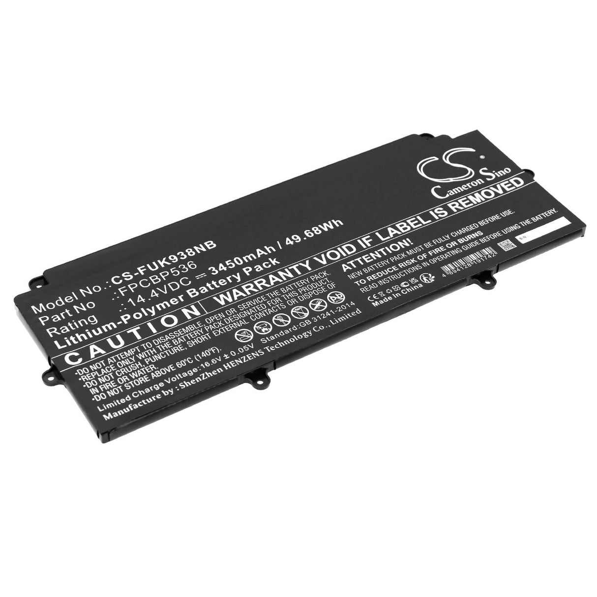 14.4v, Li-polymer, 3450mah, Battery Fits Fujitsu, Lifebook U9310x Vfy Fjintu9310, 49.68wh Notebook, Laptop Cameron Sino Technology Limited   