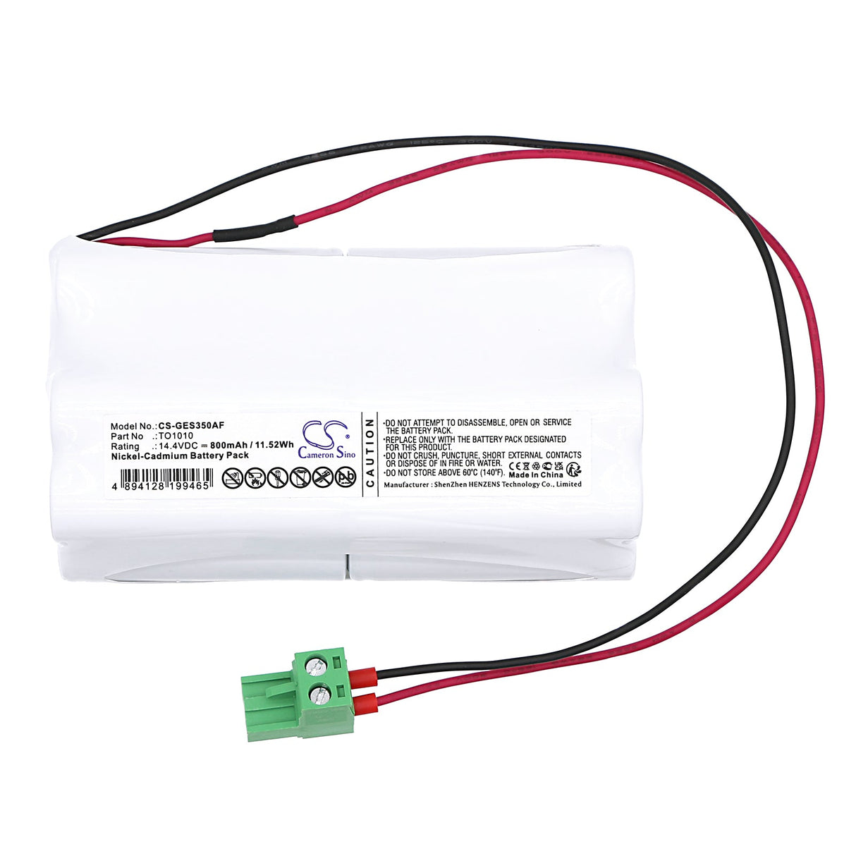 14.4V, Ni-CD, 800mAh, Battery fits Geze, Sl Fr Ok, Tsa350, 11.52Wh Automatic Doors Cameron Sino Technology Limited   