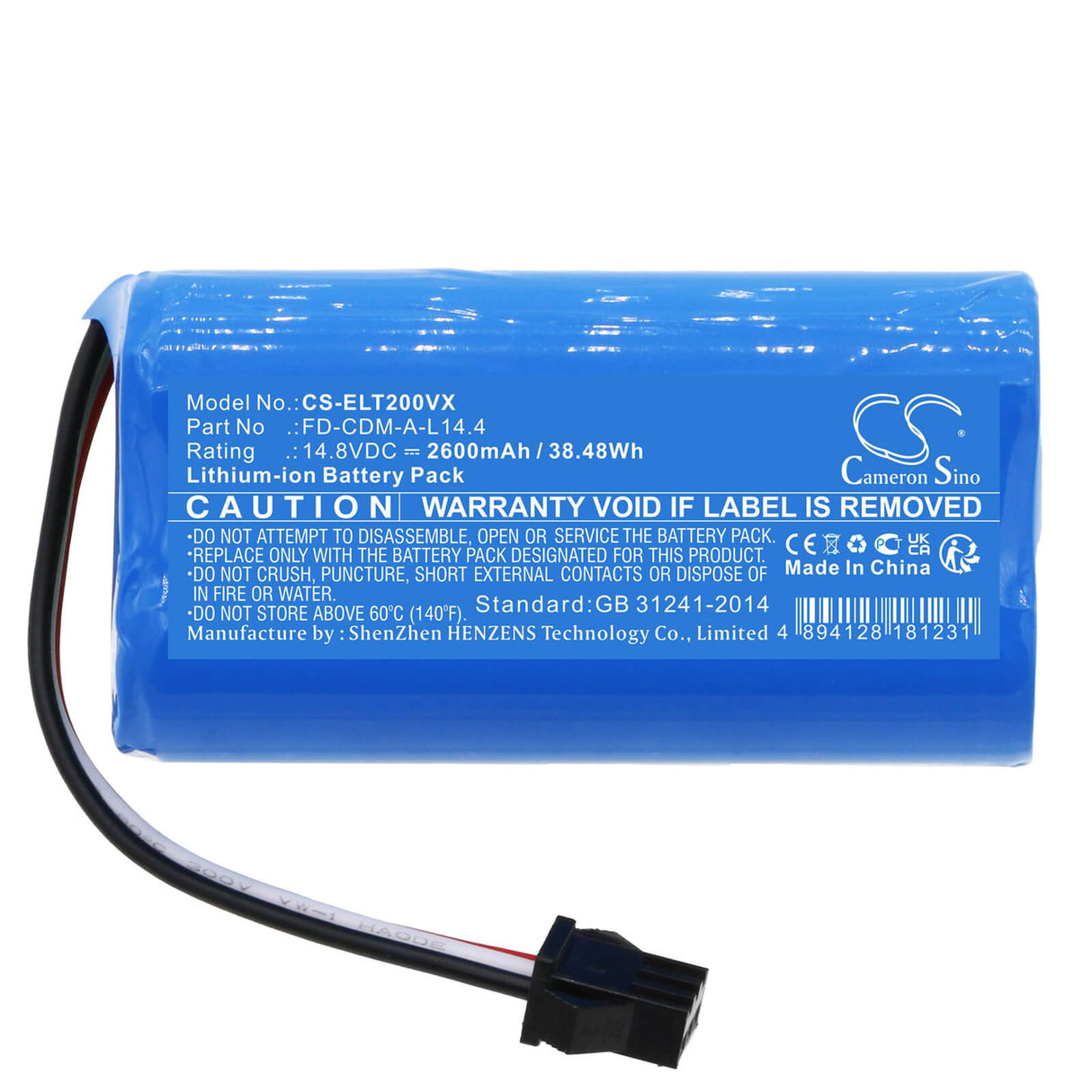 14.8v, Li-ion, 2600mah, Battery Fits Dymosen C1, D1, 38.48wh Vacuum Cameron Sino Technology Limited   