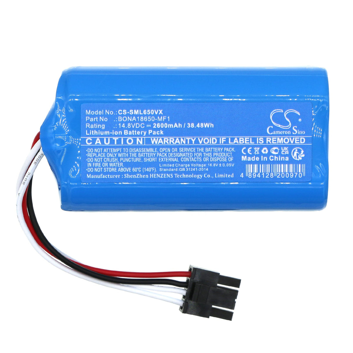 14.8V, Li-ion, 2600mAh, Battery fits Symbo, Laserbot 650, Xbot 5, 38.48Wh Vacuum Cameron Sino Technology Limited   