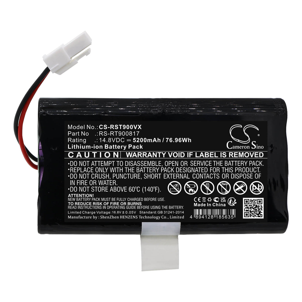 14.8v, Li-ion, 5200mah, Battery Fits Rowenta, Rr8021, Rr8037, 76.96wh Vacuum Cameron Sino Technology Limited   