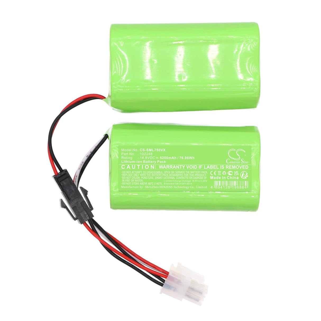 14.8v, Li-ion, 5200mah, Battery Fits Symbo, Laserbot 750, 76.96wh Vacuum Cameron Sino Technology Limited   