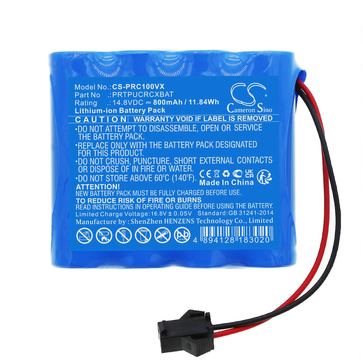 14.8v, Li-ion, 800mah, Battery Fits Pyle, Pucrcx10, 11.84wh Vacuum Cameron Sino Technology Limited   