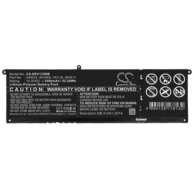 15.0v, Li-ion, 3500mah, Battery Fits Dell, Inspiron 13 5310, Inspiron 14 5410, 52.50wh Batteries for Electronics Cameron Sino Technology Limited   