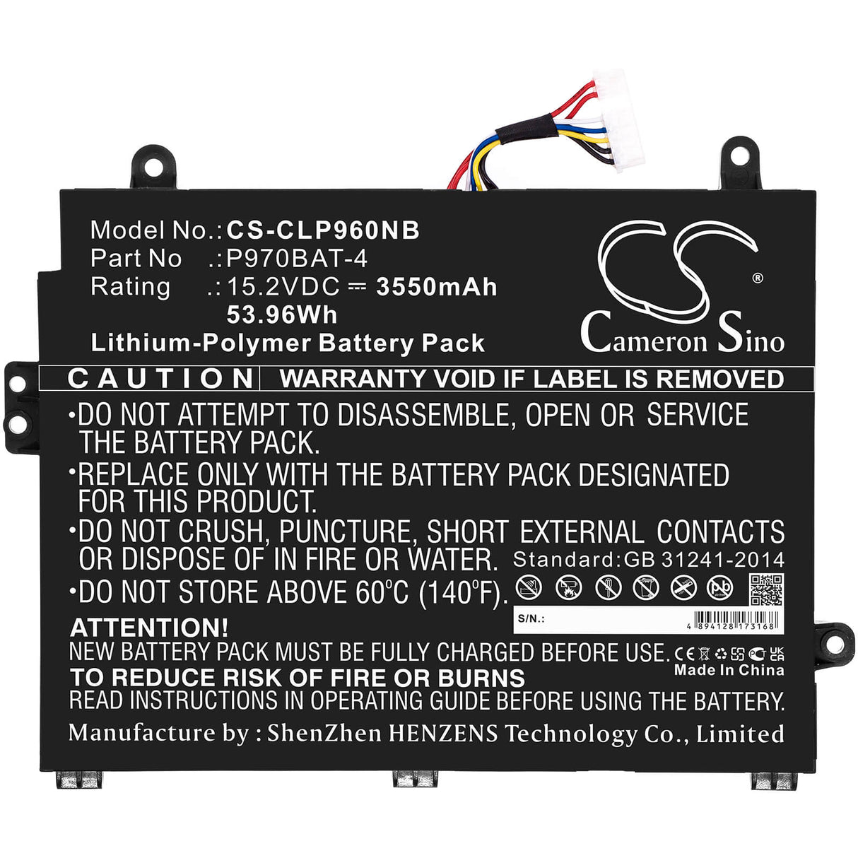 15.2v, 3550mah, Li-polymer Battery Fit's Clevo, P960, P960en-k, 53.96wh Notebook, Laptop Cameron Sino Technology Limited   