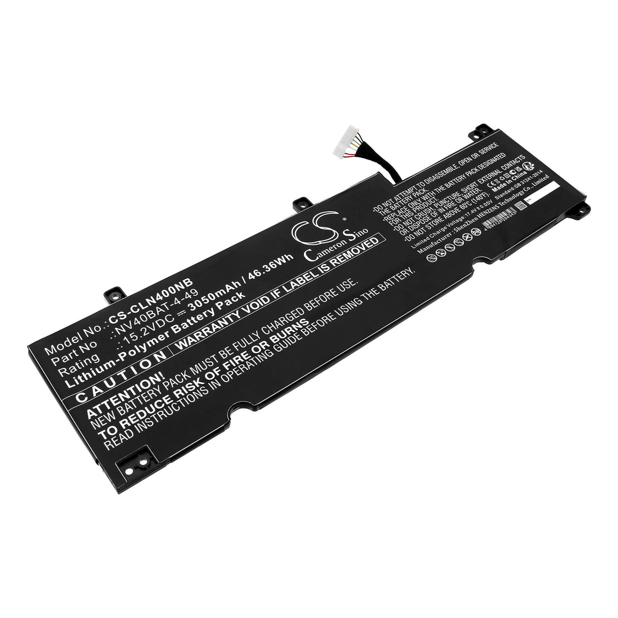 15.2v, Li-ion, 3050mah, Notebook Battery Fits Various Brands Nv40mb, Nv40me, 46.36wh Notebook, Laptop Cameron Sino Technology Limited   