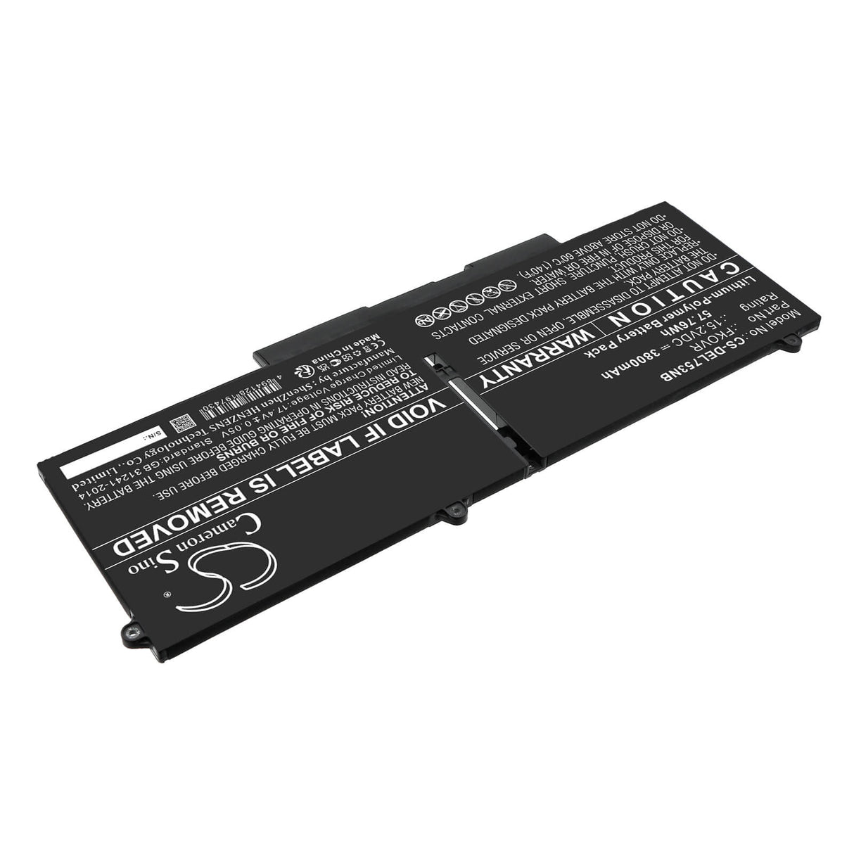 15.2v, Li-ion, 3800mah, Battery Fits Dell, Latitude 5330, Latitude 7330, 57.76wh Batteries for Electronics Cameron Sino Technology Limited   