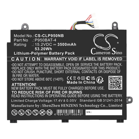 15.2v, Li-polymer, 3500mah, Battery Fits Clevo, Eurocom Q5, Eurocom Q6, 53.2wh Notebook, Laptop Cameron Sino Technology Limited   