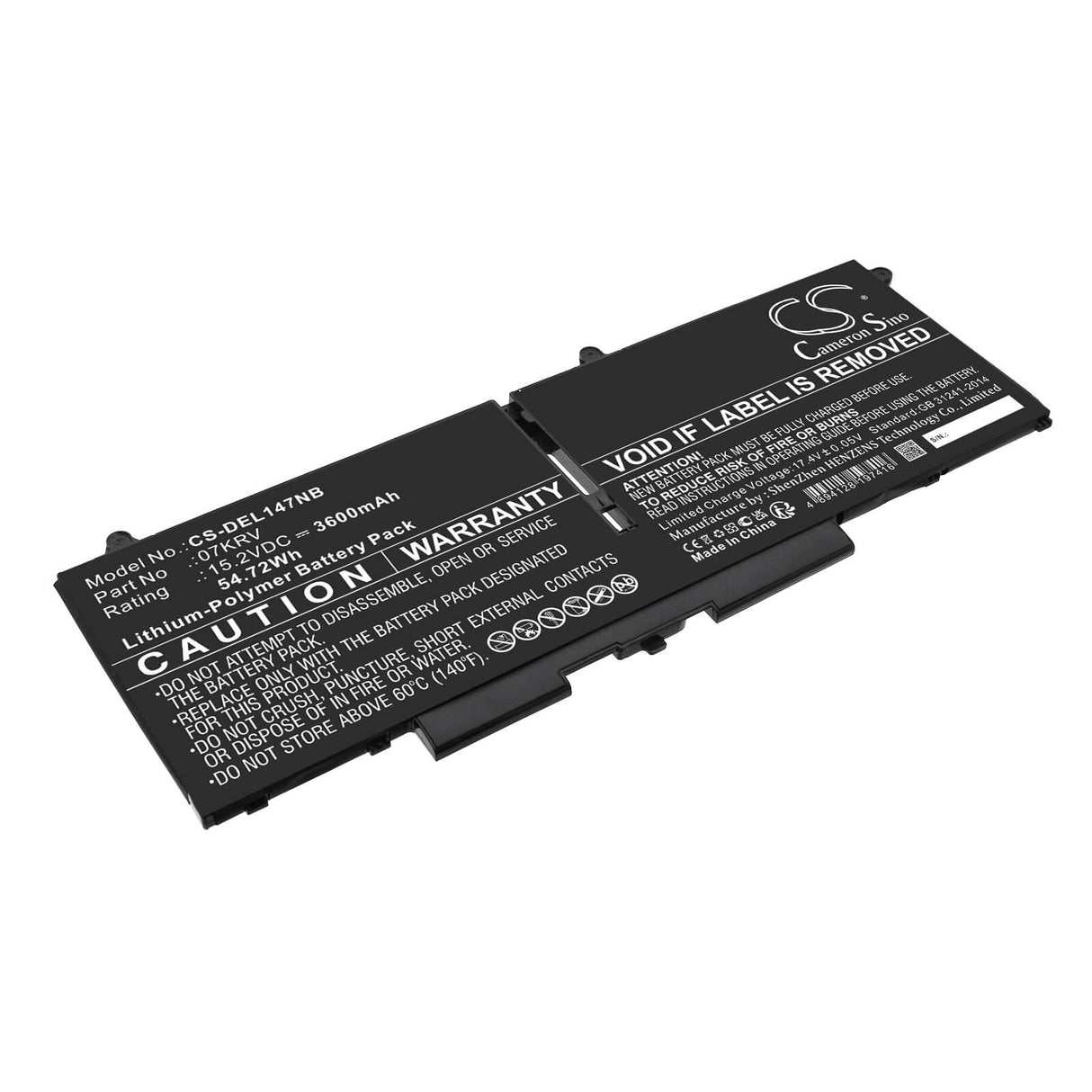 15.2v, Li-polymer, 3600mah, Battery Fits Dell, Latitude 14 7430 3w64p, Latitude 14 7430 4fvjg, 54.72wh Batteries for Electronics Cameron Sino Technology Limited   