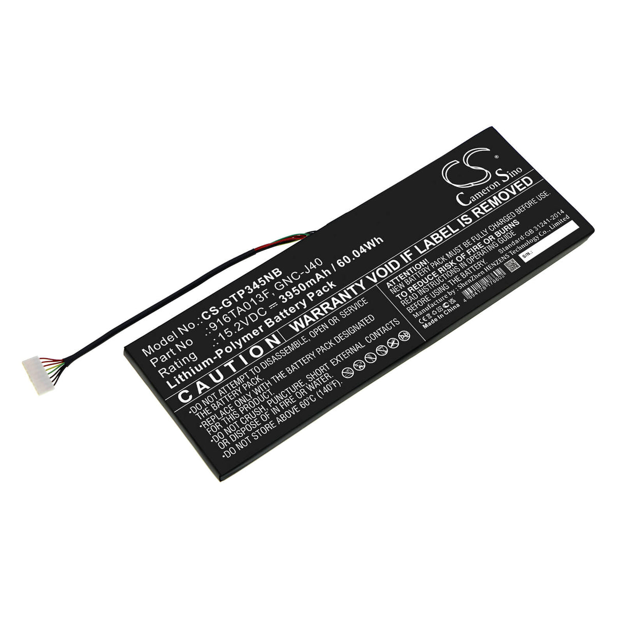 15.2v, Li-polymer, 3950mah, Battery Fits Gateway, P34w V4, P34w V5, 60.04wh Notebook, Laptop Cameron Sino Technology Limited   