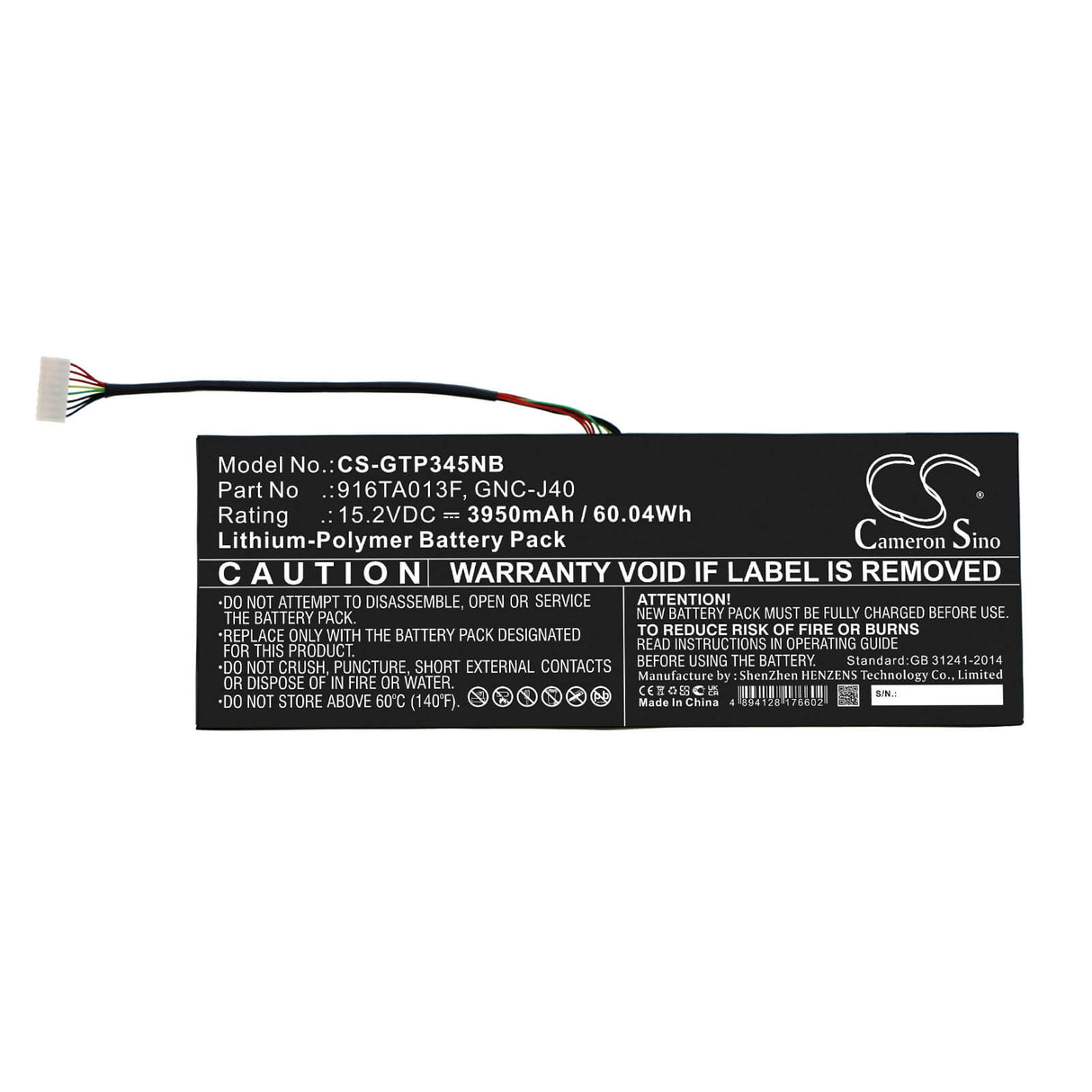 15.2v, Li-polymer, 3950mah, Battery Fits Gateway, P34w V4, P34w V5, 60.04wh Notebook, Laptop Cameron Sino Technology Limited   