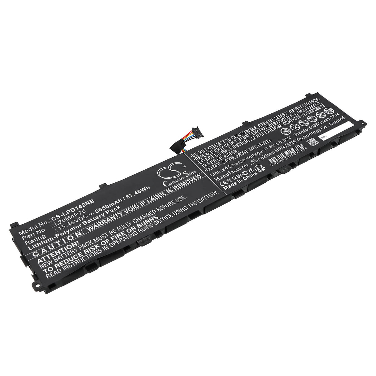 15.48V, Li-Polymer, 5650mAh, Battery fits Lenovo, Thinkpad P1 Gen 4 20y30002ix, Thinkpad P1 Gen 4 20y30005mb, 87.46Wh Notebook, Laptop Cameron Sino Technology Limited   