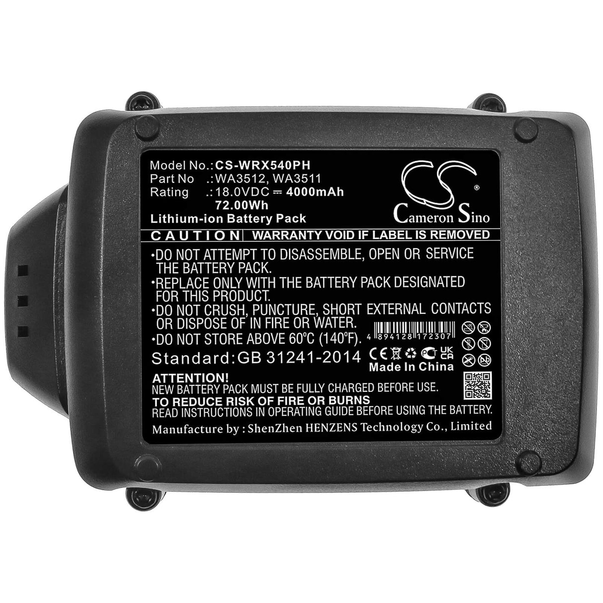 18.0v, 4000mah, Li-ion Battery Fit's Rockwell, Rd2865, Rd2871, Rd2872, 72.00wh Power Tools Cameron Sino Technology Limited (Power Tools)   