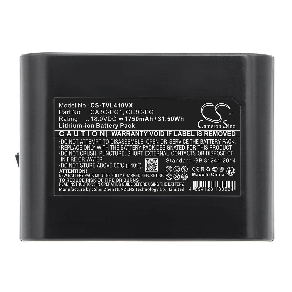 18.0v, Li-ion, 1750mah, Battery Fits Midea Vh02-vs, 31.50wh Vacuum Cameron Sino Technology Limited   