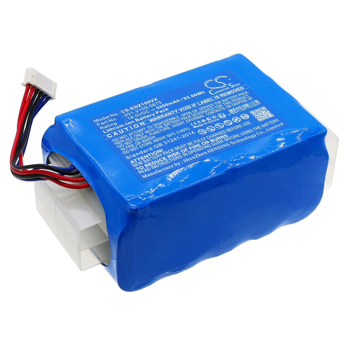 18.0v, Li-ion, 5200mah, Battery Fits Ecovacs, Airbot Z1, Az1, 93.60wh Vacuum Cameron Sino Technology Limited   