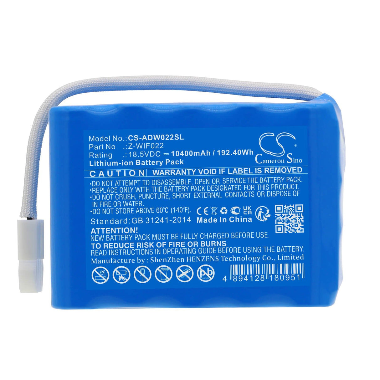 18.5v, Li-ion, 10400mah, Battery Fits American Dj, Wifly Exr Dotz Par, 192.40wh Lighting & Studio Cameron Sino Technology Limited (Dangerous Goods)   