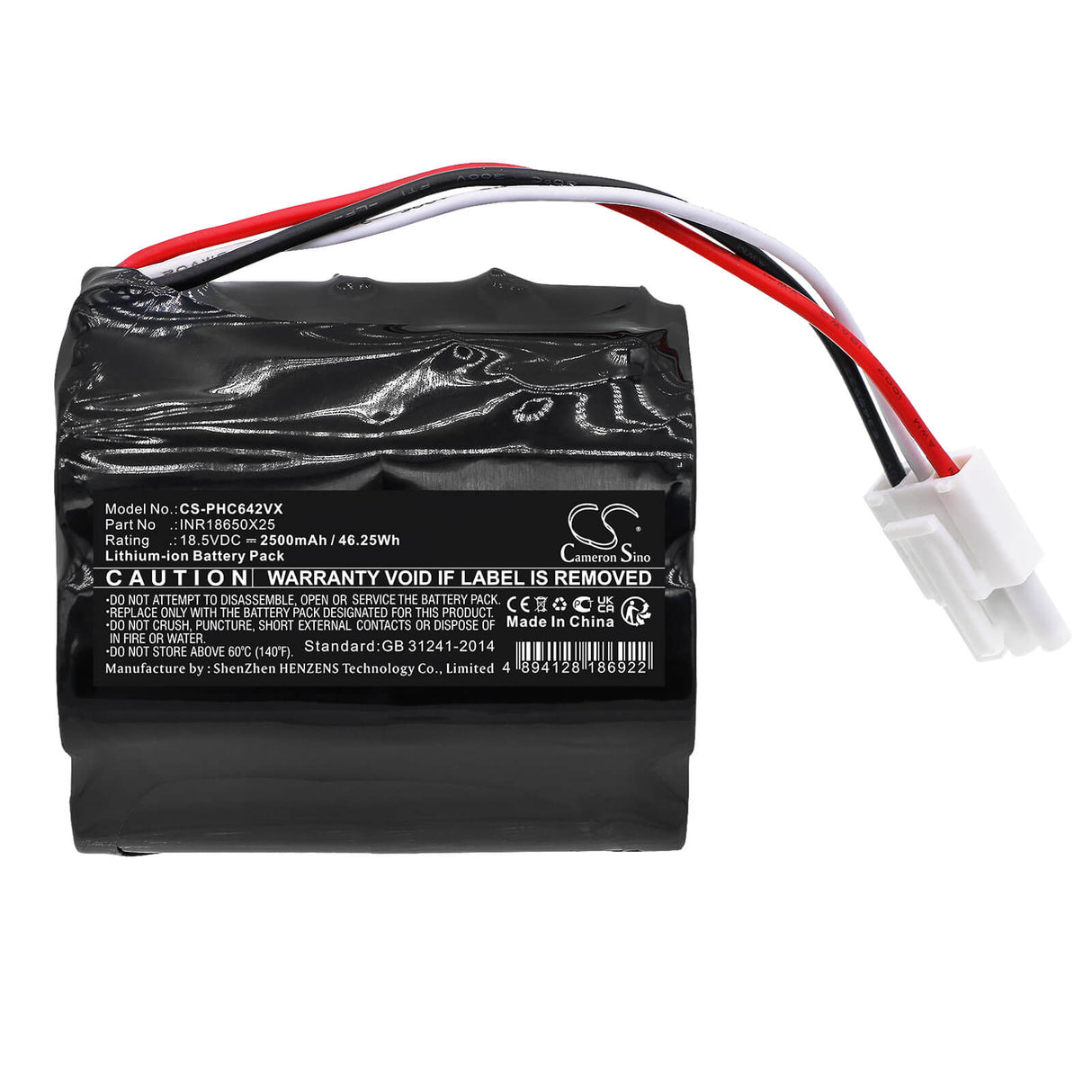 18.5v, Li-ion, 2500mah, Battery Fits Philips, Fc6401, Fc6401/01, 46.25wh Vacuum Cameron Sino Technology Limited   