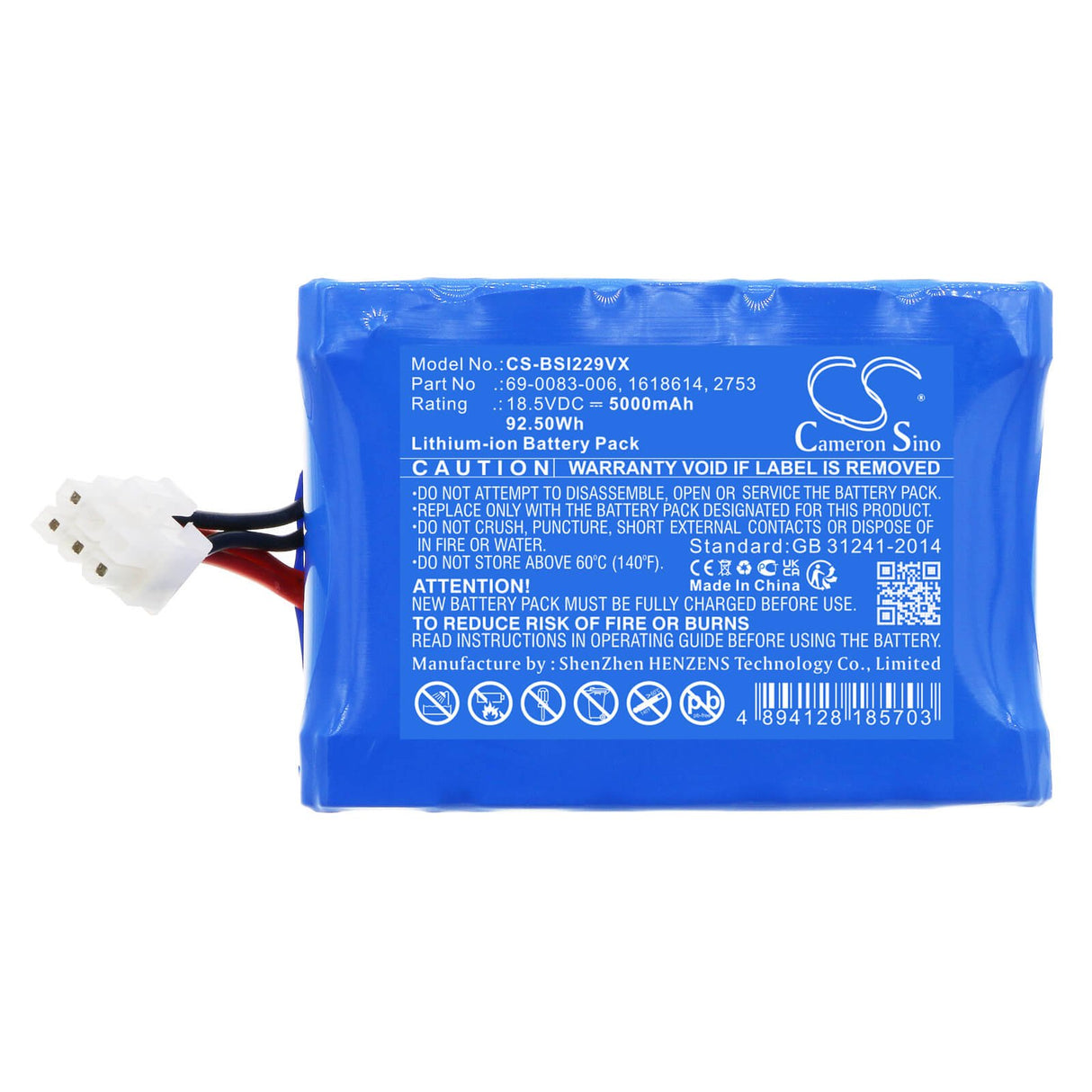 18.5v, Li-ion, 5000mah, Battery Fits Bissell, Iconpet 2291, Iconpet 2291a, 92.50wh Vacuum Cameron Sino Technology Limited   