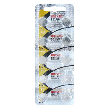 191 - Lr1120 1.5 Volt Alkaline Battery Replacement (Card of 10) Coin Cell Batteries Maxell   