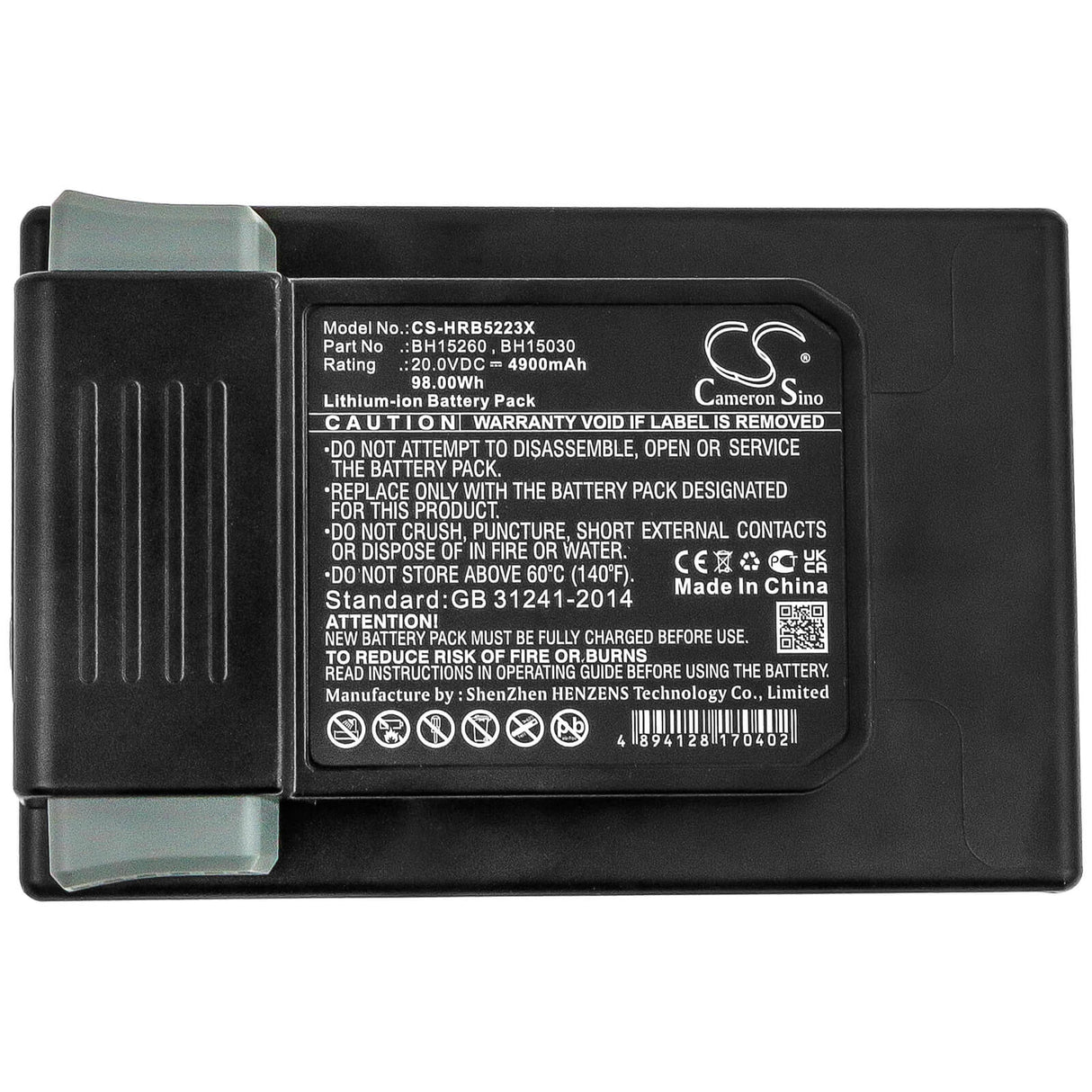 20.0v, 4900mah, Li-ion Battery Fit's Hoover, B07q3shzl3, B07q6zhx5r, B07q9mdwqh, 98.00wh Vacuum Cameron Sino Technology Limited   