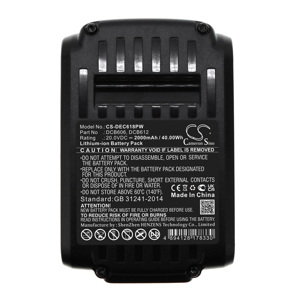 20.0v, Li-ion, 2000mah, Battery Fits Dewalt, 120v Max, 12v Max Li-ion, 40.00wh Power Tools Cameron Sino Technology Limited (Power Tools)   