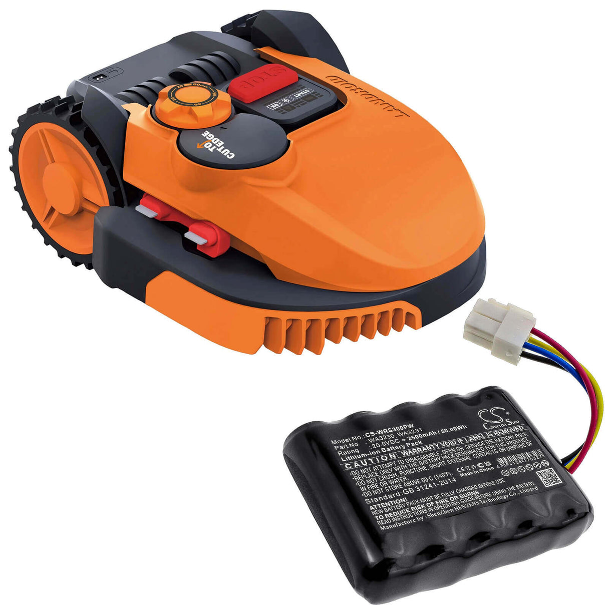 20.0v, Li-ion, 2500mah, Battery Fit's Worx, Landroid S 390m2, Landroid S Basic, Landroid S300, 50.00wh Lawn Mowers Cameron Sino Technology Limited   