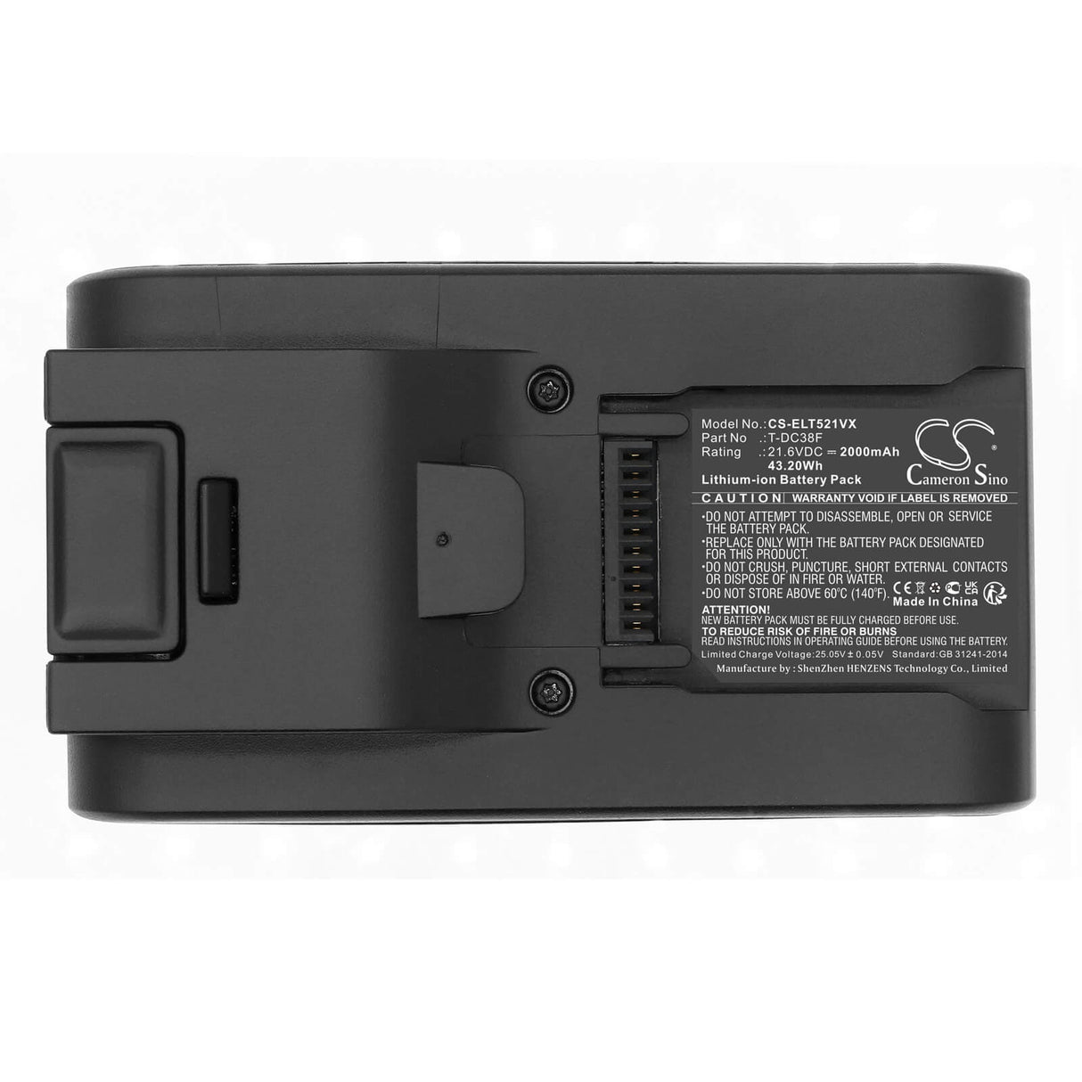 21.6v, Li-ion, 2000mah, Battery Fits Electrolux, Progress Pop5-21tg, 43.20wh Vacuum Cameron Sino Technology Limited   