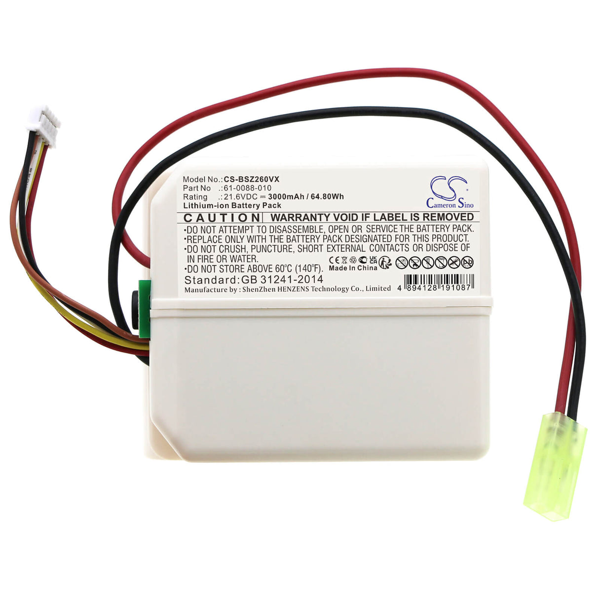 21.6v, Li-ion, 3000mah, Battery Fits Bissell, 2602z, P2822-21, 64.80wh Vacuum Cameron Sino Technology Limited   