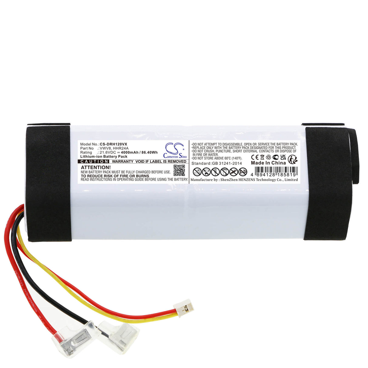 21.6v, Li-ion, 4000mah, Battery Fits Dreame, H10, H11, 86.40wh Vacuum Cameron Sino Technology Limited   