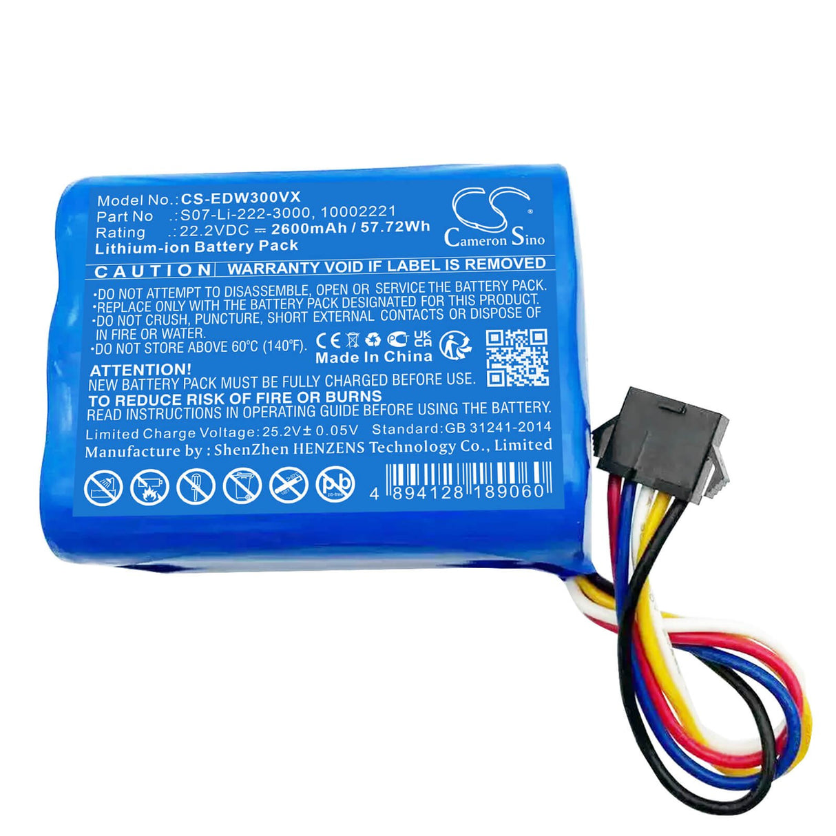 22.2v, Li-ion, 2600mah, Battery Fits Ecovacs, Wa30, Wa50, 57.72wh Vacuum Cameron Sino Technology Limited   