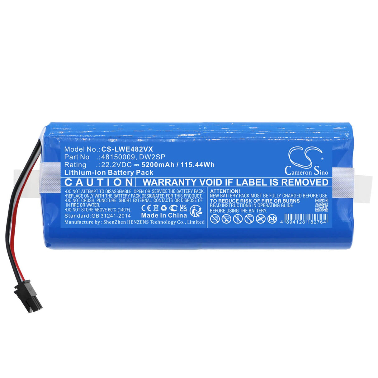 22.2v, Li-ion, 5200mah, Battery Fits Lawn Expert, Robotic Lawnmower, 115.44wh Lawn Mowers Cameron Sino Technology Limited (Dangerous Goods)   