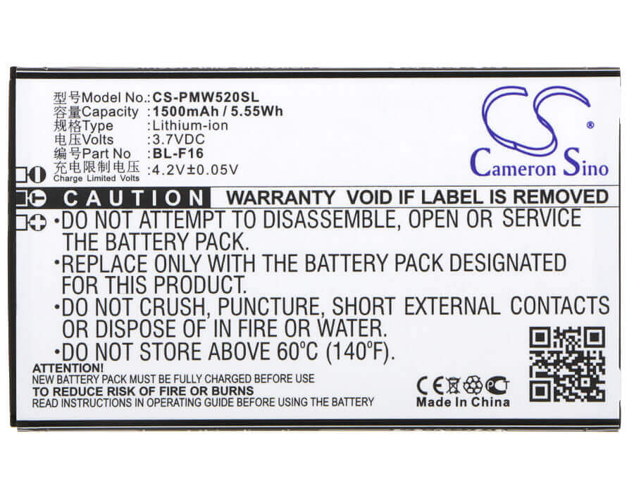 Battery For Phicomm W520cn 3.7v, 1500mah - 5.55wh Mobile, SmartPhone Cameron Sino Technology Limited   