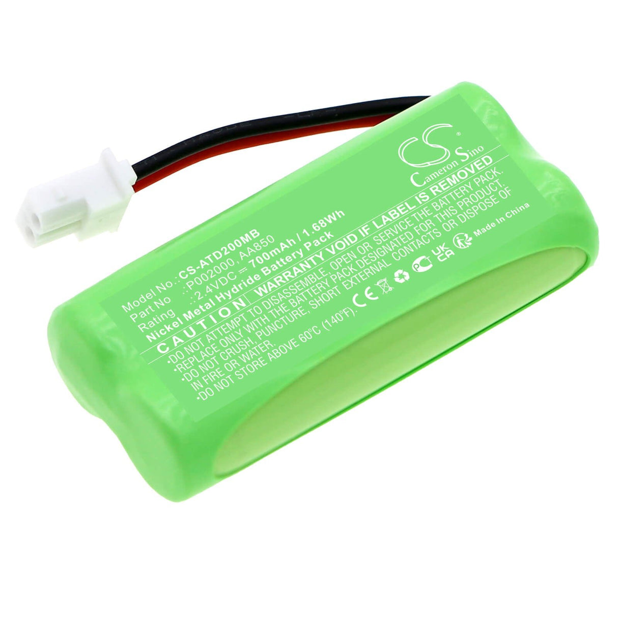 2.4v, Ni-mh, 700mah, Battery Fits Alecto, Dbx-20, 1.68wh BabyPhone Cameron Sino Technology Limited   