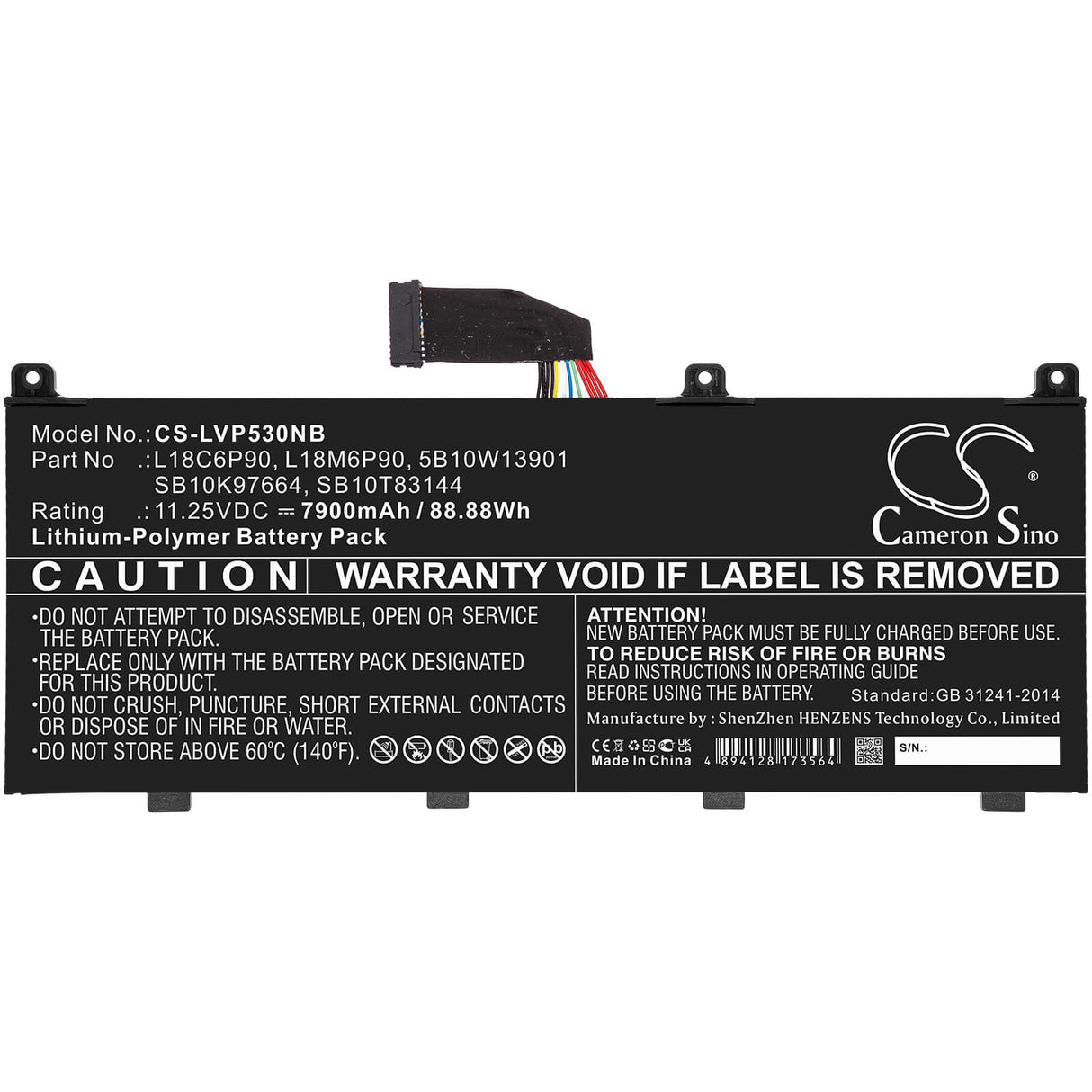 11.25v, 7900mah, Li-polymer Battery Fit's Lenovo, Thinkpad P53, Thinkpad P53 20qna00tcd, 88.88wh Batteries for Electronics Cameron Sino Technology Limited   