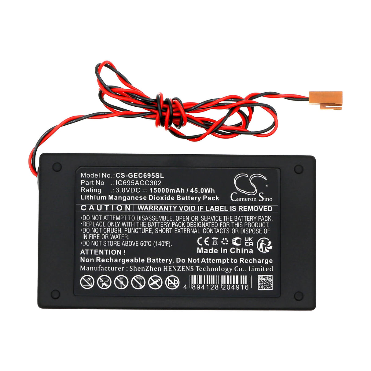 3.0v, Li-mno2, 15000mah, PLC Battery Fits GE Fanuc Cpu374, Cpus 311, 45.0wh PLC Cameron Sino Technology Limited   