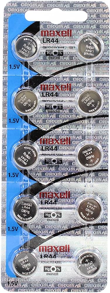 357 - Lr44 1.5 Volt Alkaline Battery Replacement (Card of 10) Coin Cell Batteries Maxell   