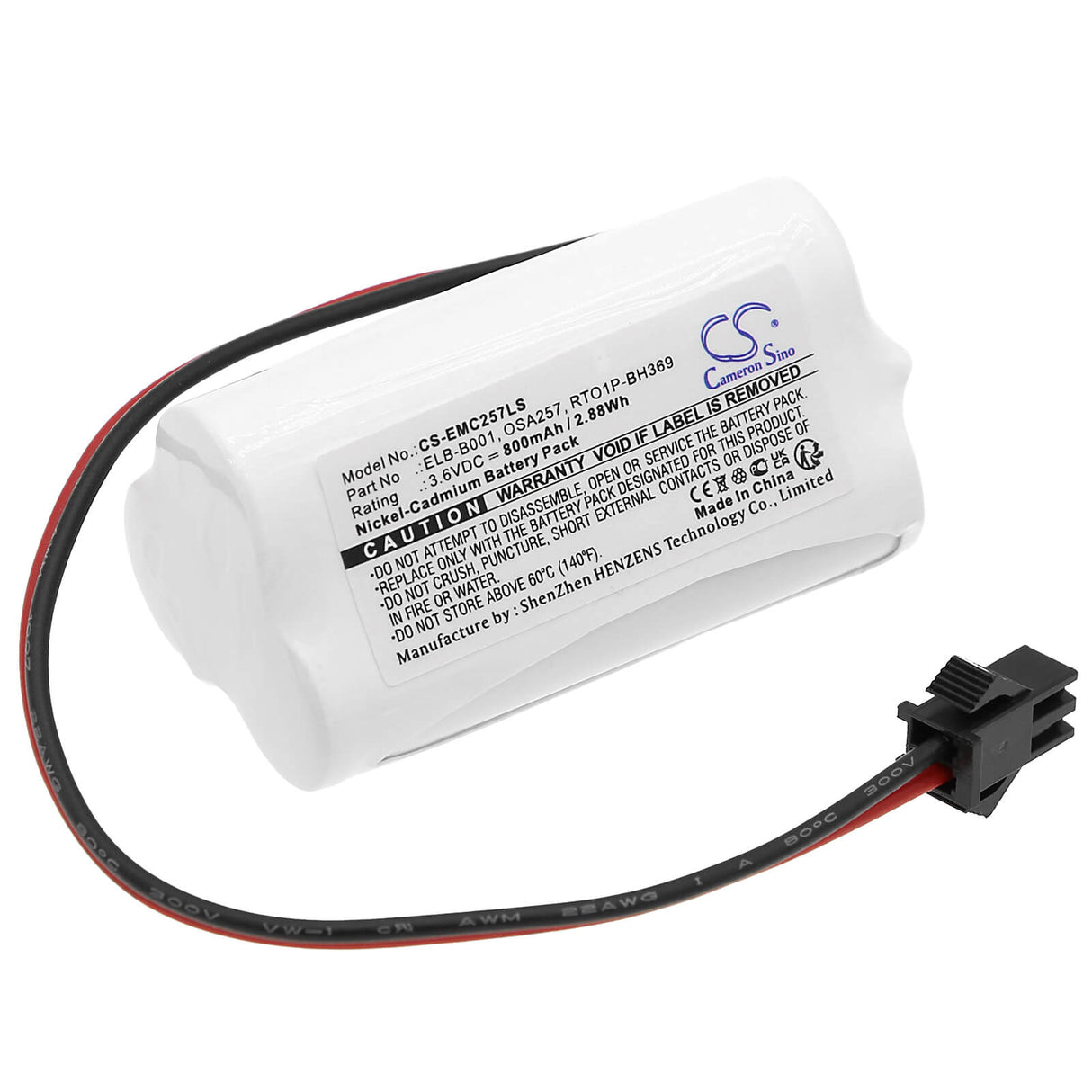 3.6v, Ni-cd, 800mah , Battery Fits Lithonia Eu2 Led, Eu2led, Ipp-700aa, 2.88wh Emergency Lighting Cameron Sino Technology Limited   