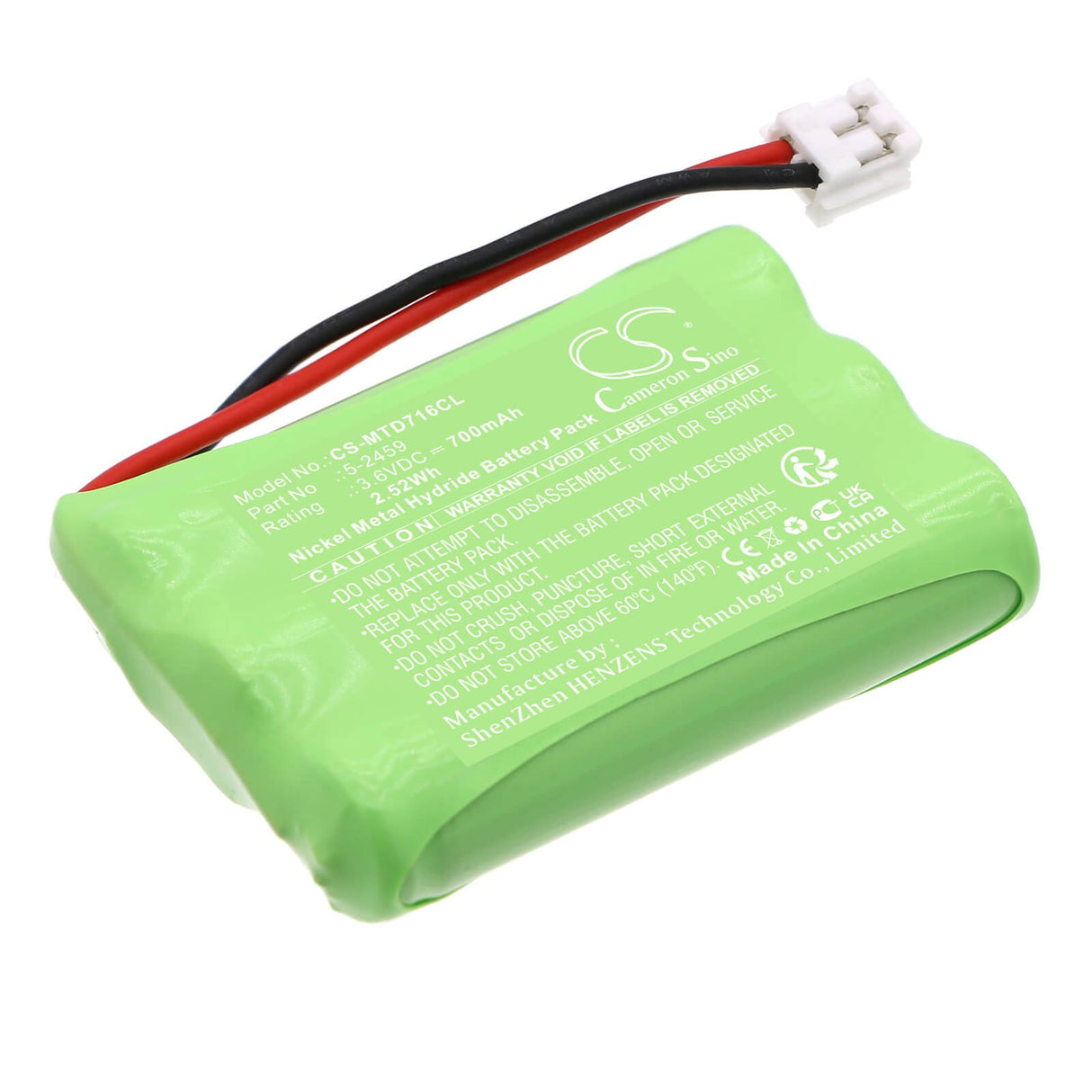 3.6v, Ni-mh, 700mah, Battery Fits At&t, E1937b, E560-2, 2.52wh Cordless Phone Cameron Sino Technology Limited (Cordless Phone)   