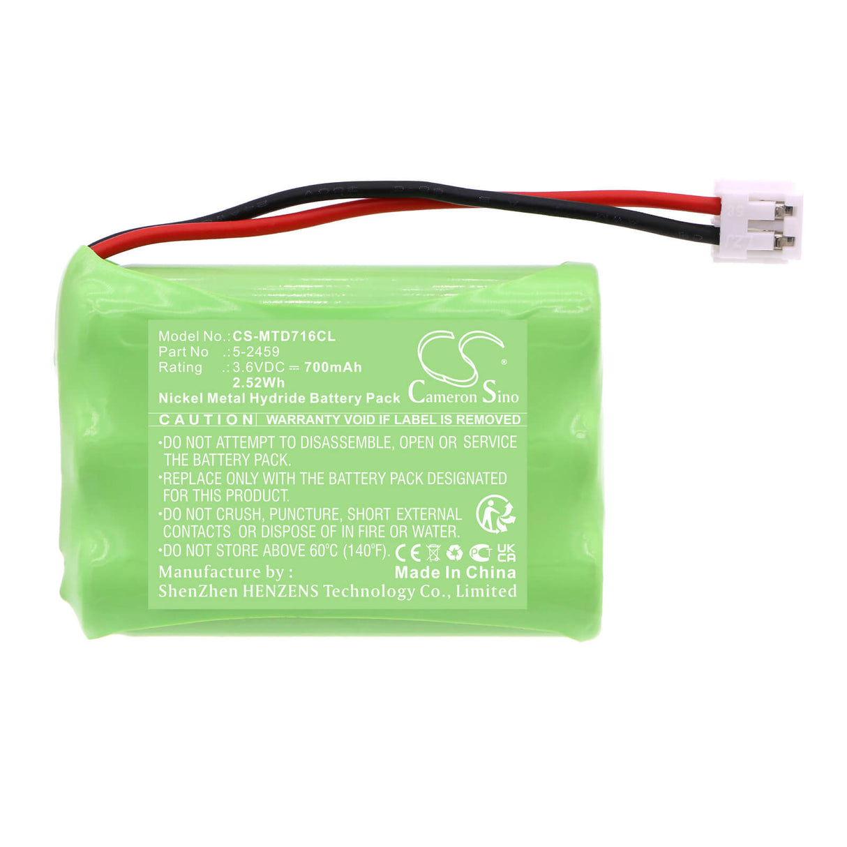 3.6v, Ni-mh, 700mah, Battery Fits At&t, E1937b, E560-2, 2.52wh Cordless Phone Cameron Sino Technology Limited (Cordless Phone)   